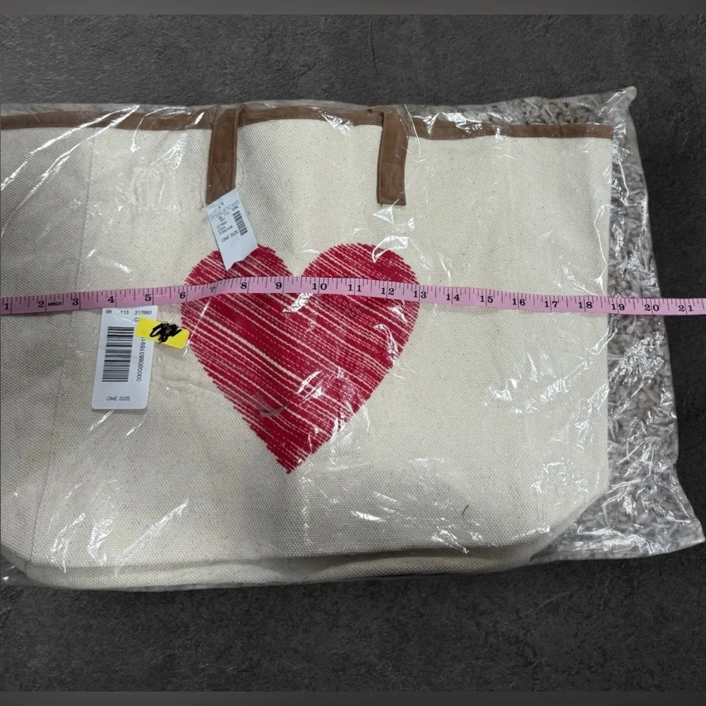NWT Canvas Tote Bag with Red Heart Design
